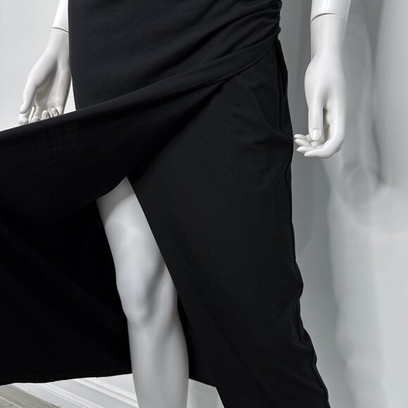 Reformation Cormac Ruched Wrap Style Jersey Midi Dress with Slit in Black Size M - Picture 10 of 16